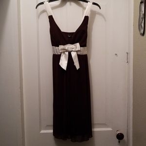 Brown and white babydoll dress
